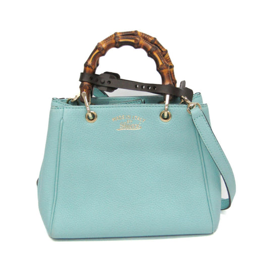 Gucci Bamboo Shopper Tote Leather, Blue, Leather, Tote Bag