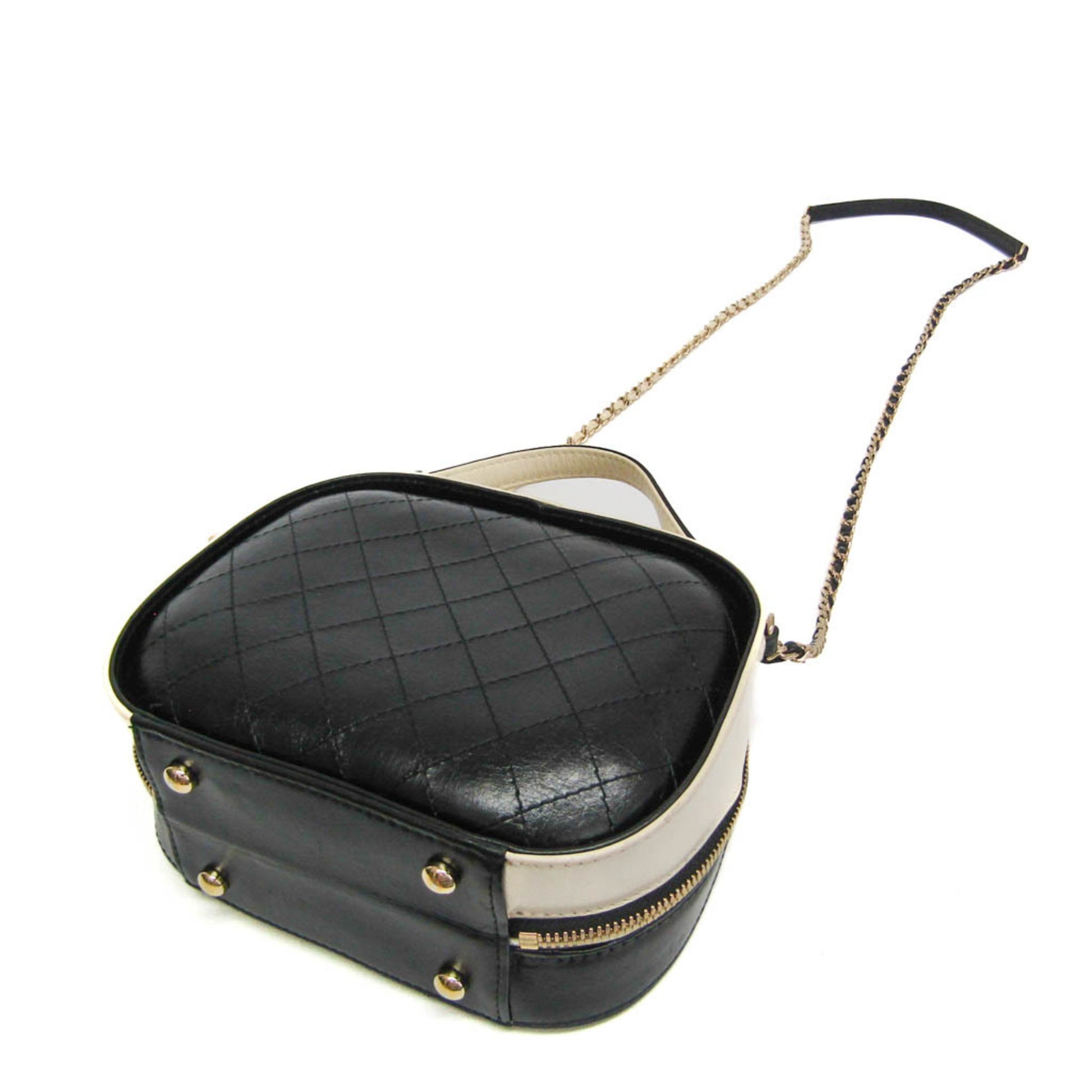 Chanel Vanity Case Bag Quilted Crumpled Calfskin, Black, Leather, Shoulder Bag