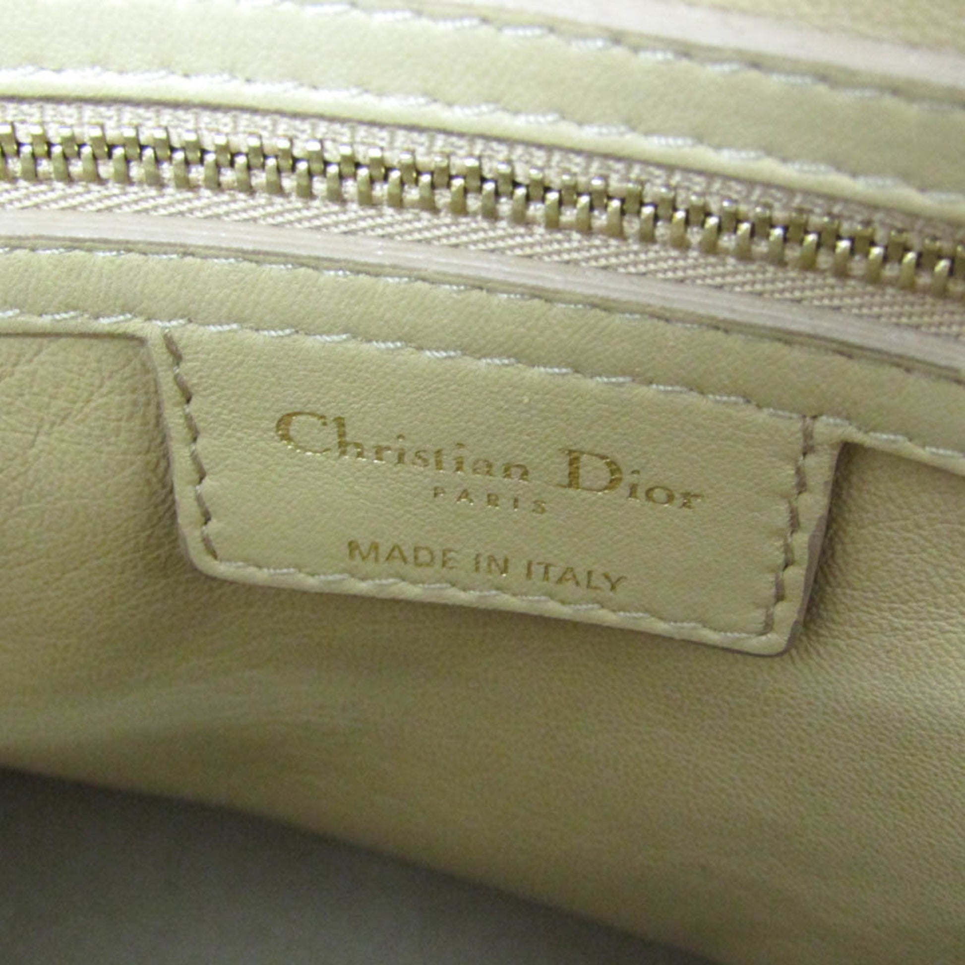 Christian Dior Lady cannage Matelassé, Beige, Leather, Handbag
