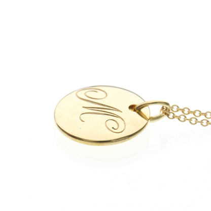 Tiffany & Co. Letter Disc Charm Pendant Necklace 18K Yellow Gold, Gold, Yellow Gold, Necklace
