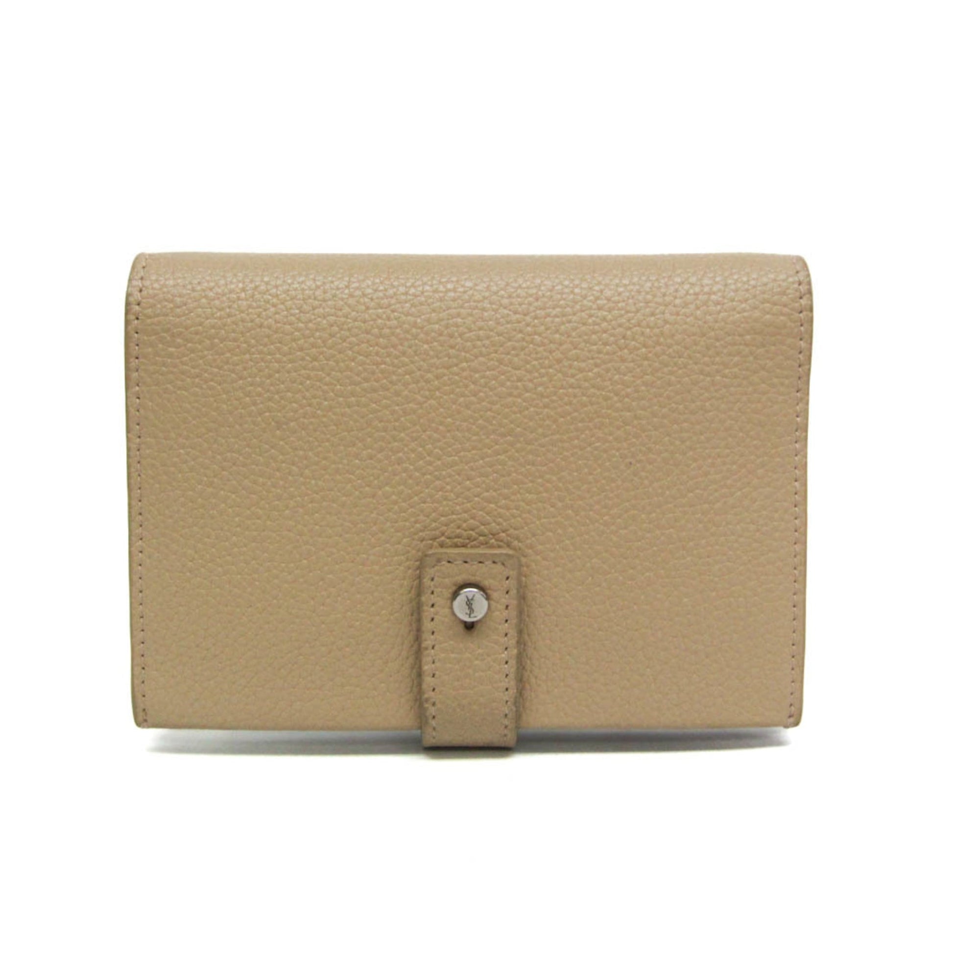 Saint Laurent Sac De Jour Souple Card Case Leather, Beige, Leather, Wallet