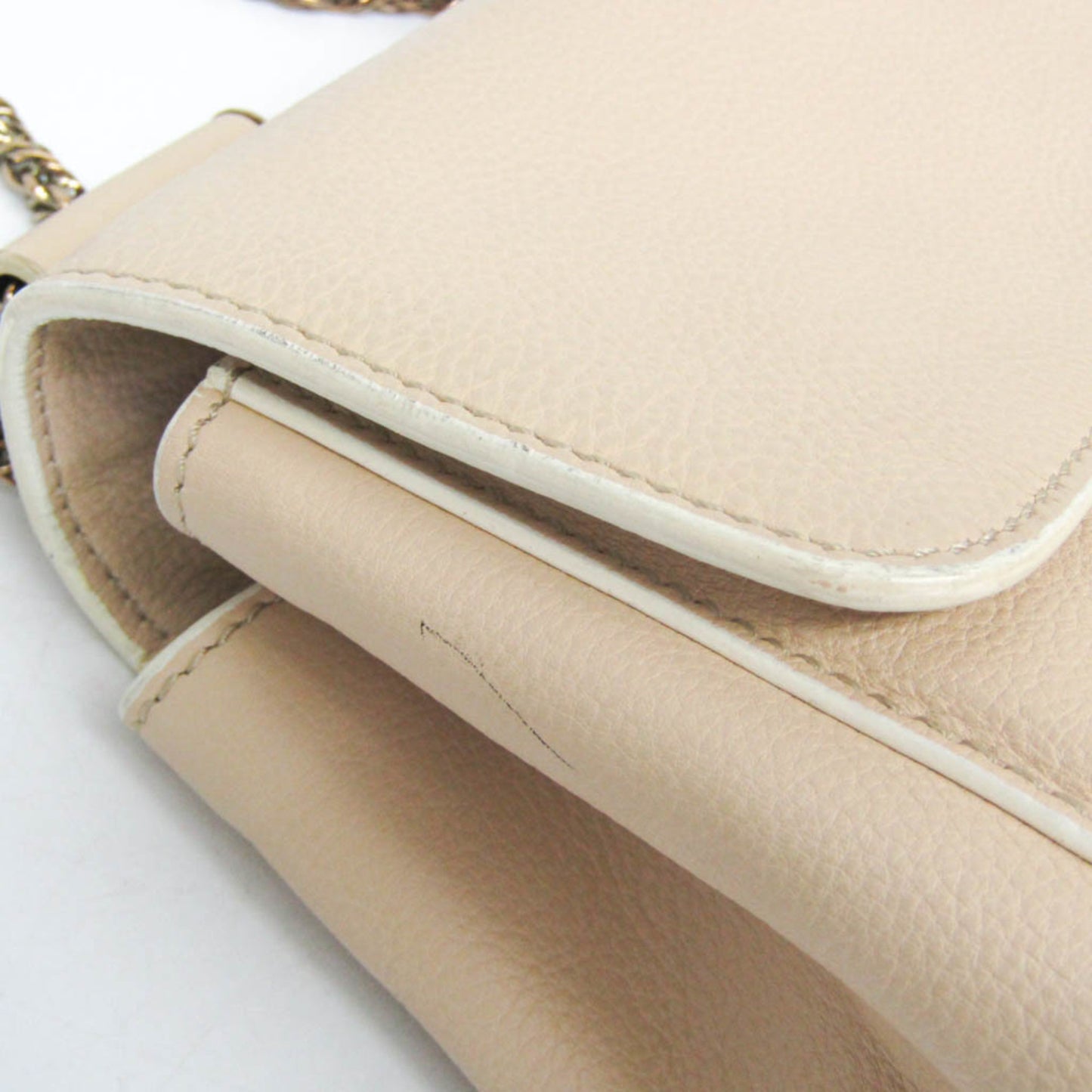 Chloe Elsie Chain Shoulder Bag Leather, Beige, Leather, Shoulder Bag