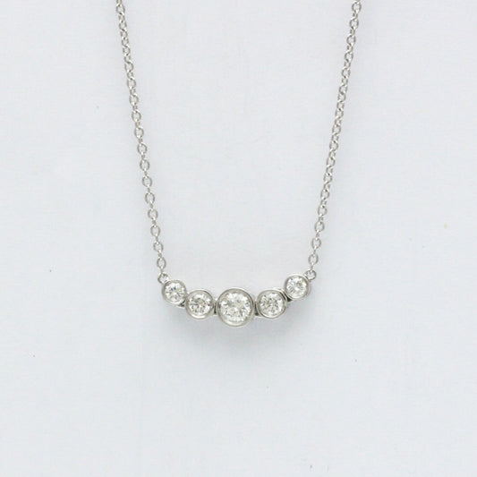 Tiffany & Co. Jazz Graduated Pendant Necklace Platinum and Diamonds, Silver, Platinum, Necklace