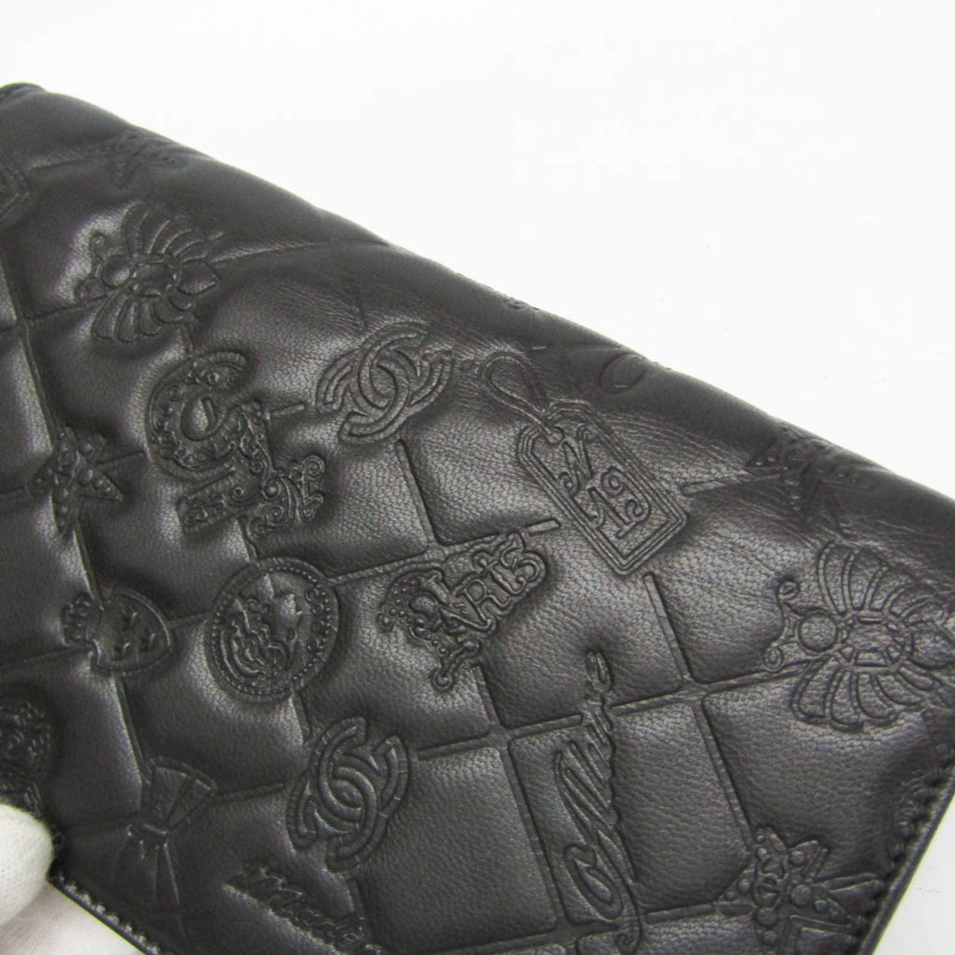 Chanel Lucky Symbols Yen Wallet Embossed Quilted Leather, Black, Leather, Wallet