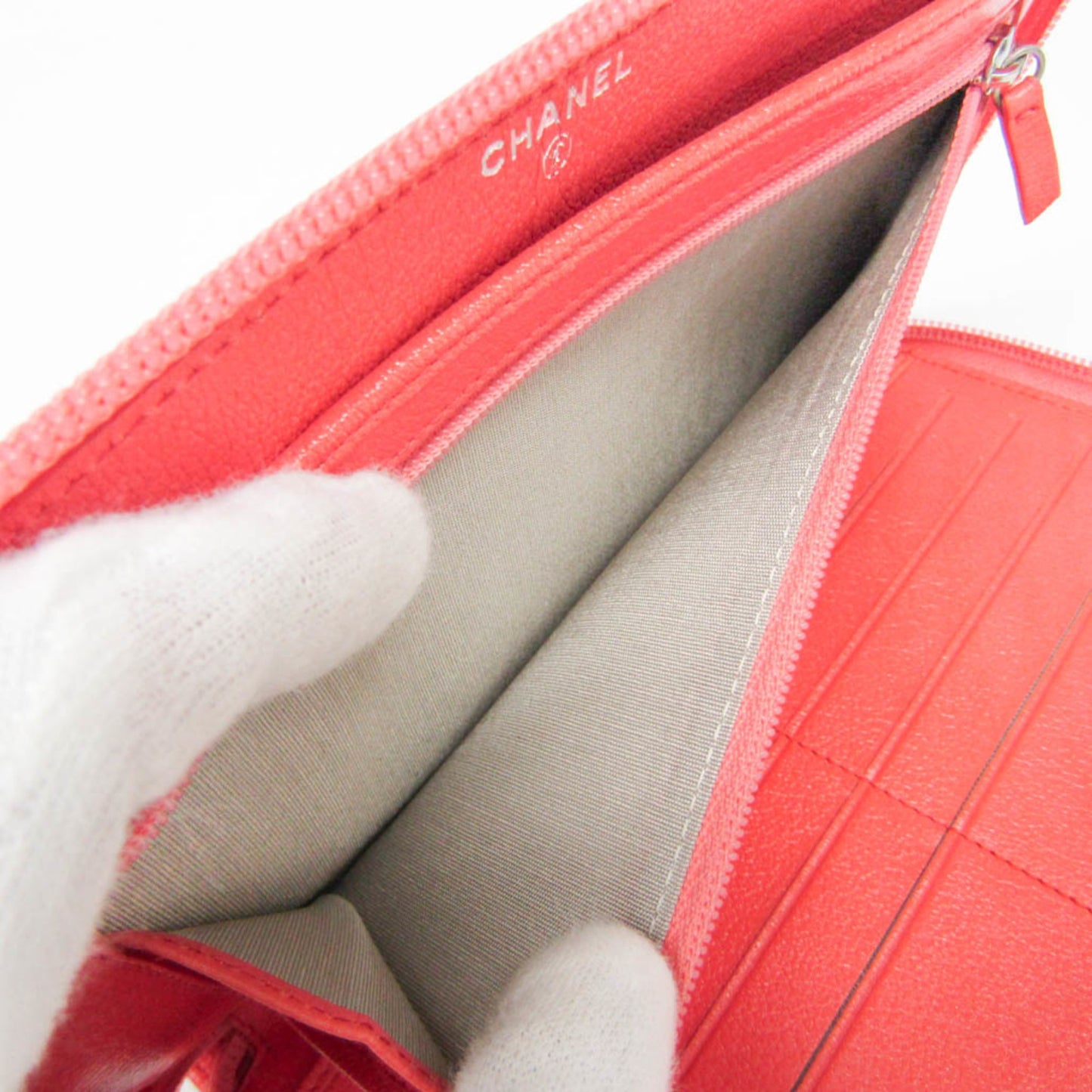 Chanel Camellia Zip Around Organizer Leather, Pink, Leather, Wallet