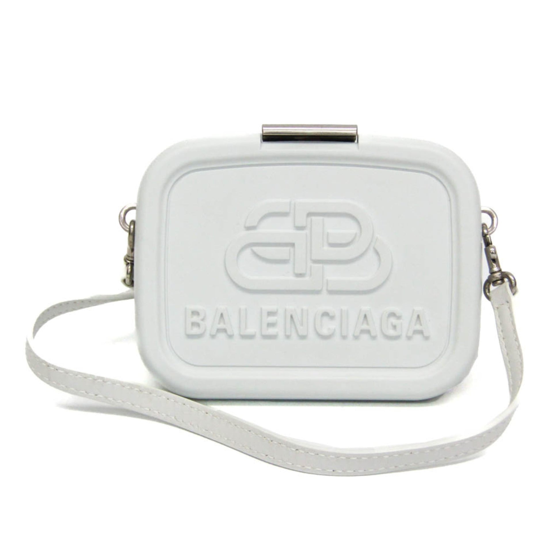 Balenciaga Logo Lunch Box Bag Plastic, White, Plastic, Shoulder Bag