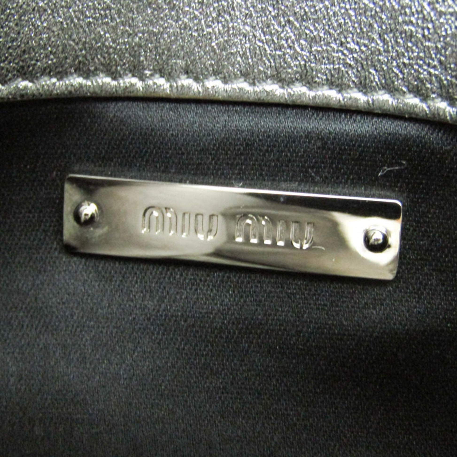 Miu Miu Crystal Clutch Matelasse Leather, SILVER, LEATHER, Shoulder bag