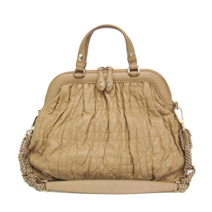 Christian Dior Lady cannage Matelassé, Beige, Leather, Handbag