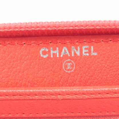 Chanel Camellia Zip Around Organizer Leather, Pink, Leather, Wallet