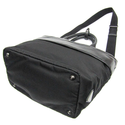 Prada Convertible Double Tote Nappa Leather and Tessuto, Black, Nylon, Handbag