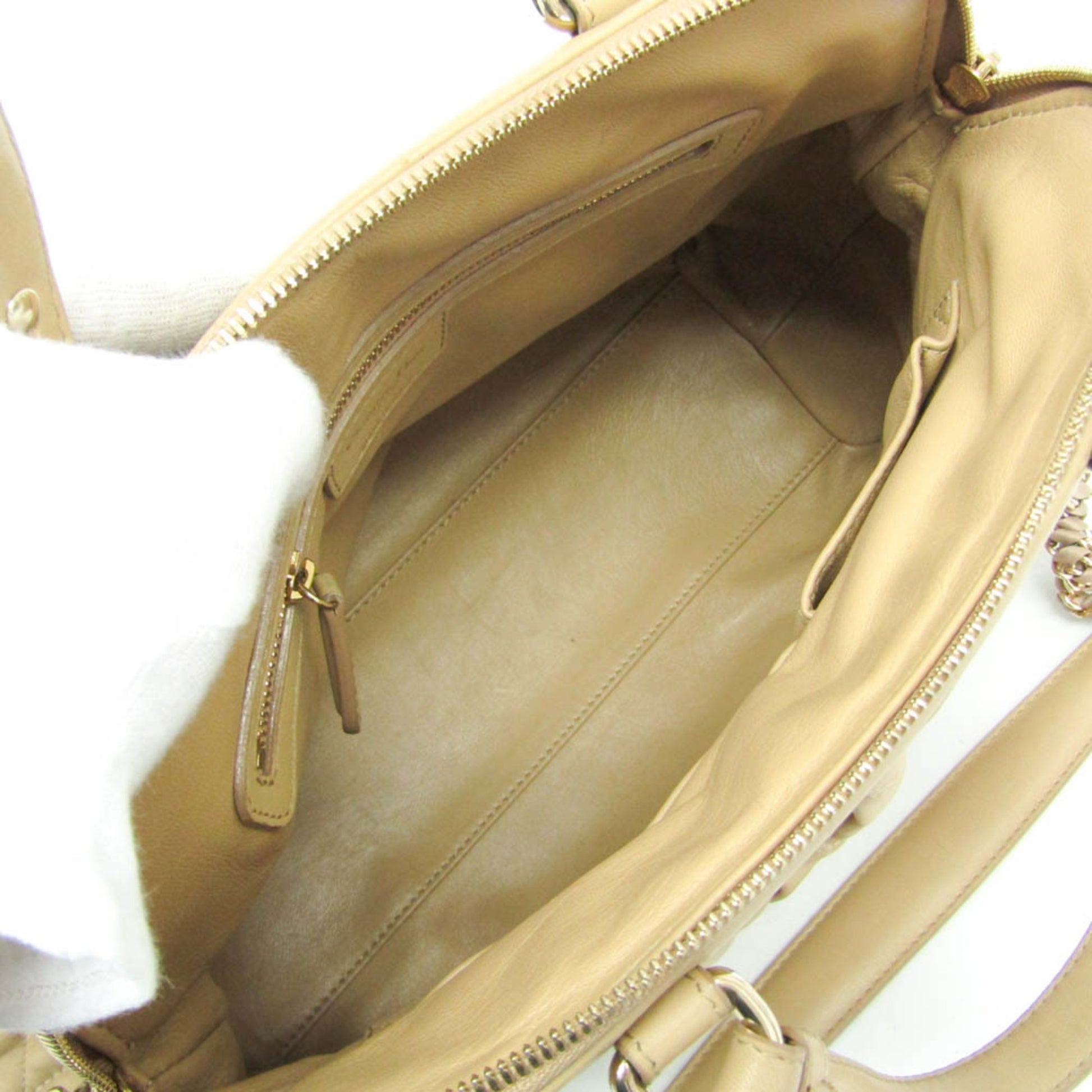 Christian Dior Lady cannage Matelassé, Beige, Leather, Handbag