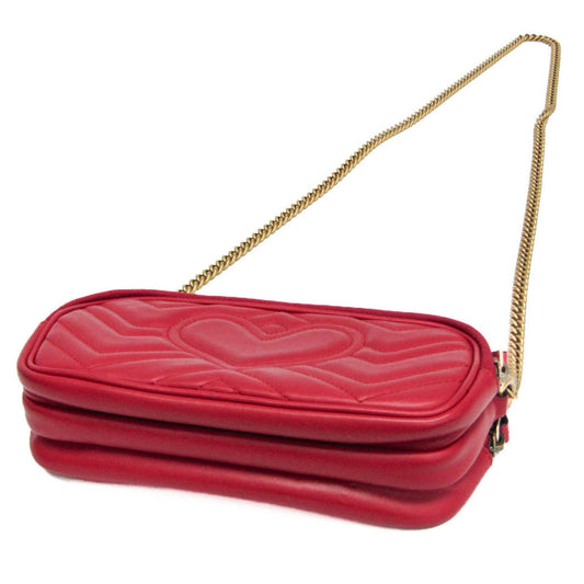 Gucci GG marmont Black leather, Red, Leather, Shoulder Bag
