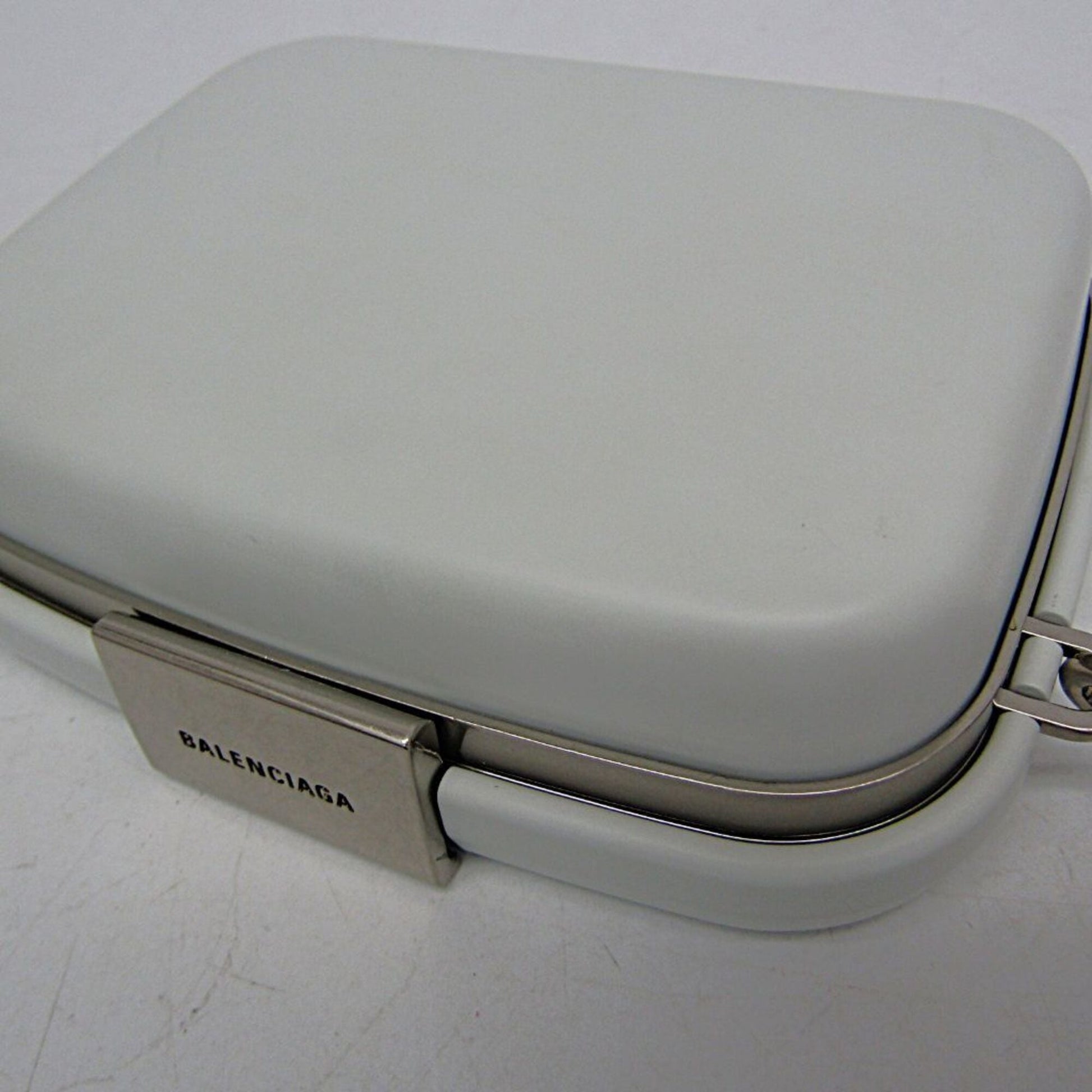 Balenciaga Logo Lunch Box Bag Plastic, White, Plastic, Shoulder Bag