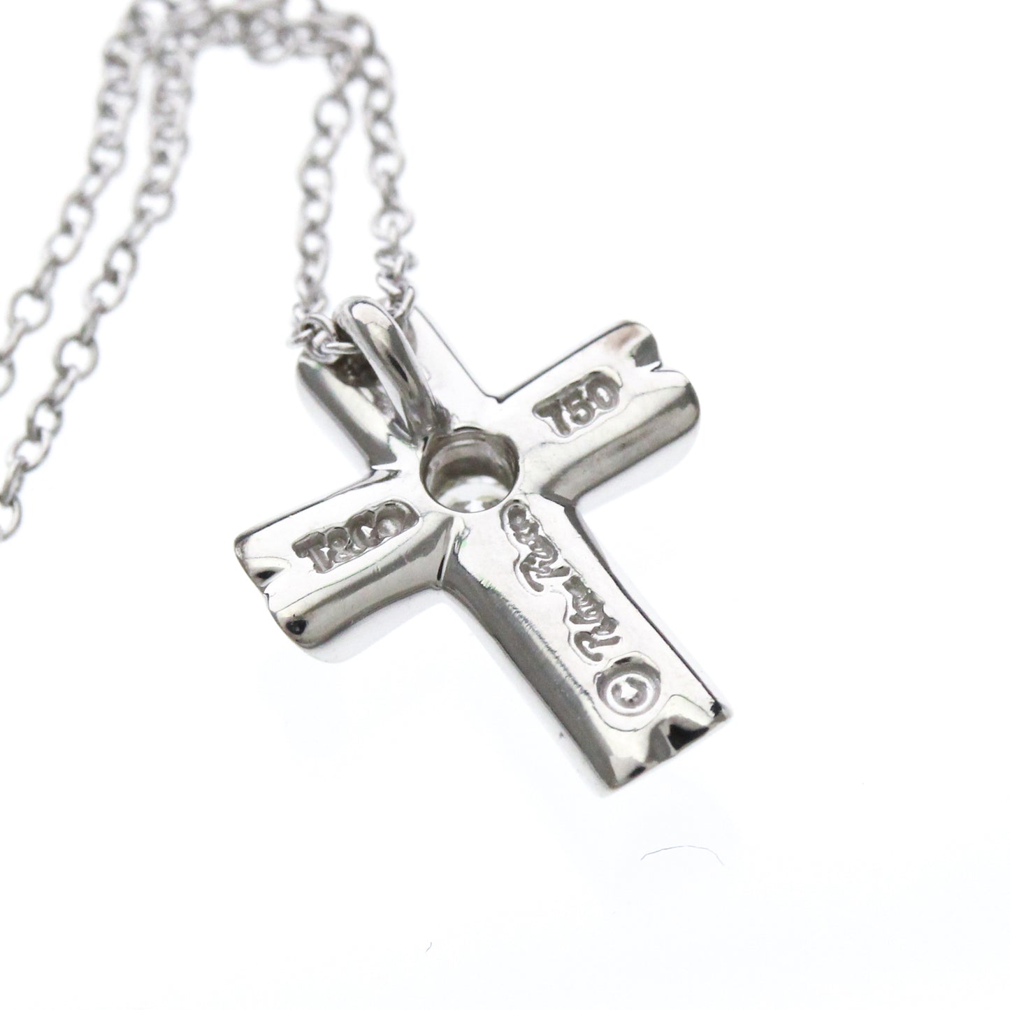 Tiffany & Co. Etoile Cross Pendant Necklace 18K White Gold with Diamonds, Silver, White Gold, Necklace
