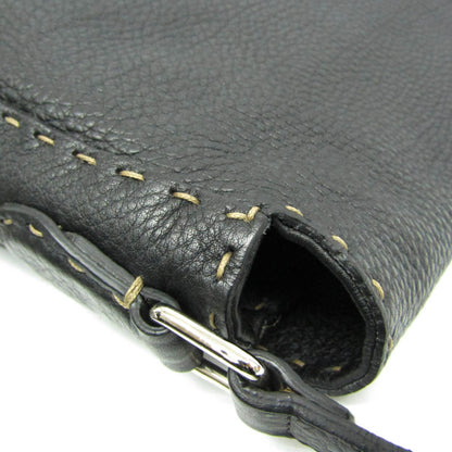 Fendi Selleria Messenger Bag Leather, Black, Leather, Shoulder Bag