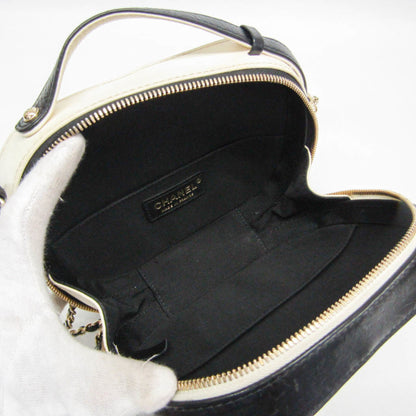 Chanel Vanity Case Bag Quilted Crumpled Calfskin, Black, Leather, Shoulder Bag