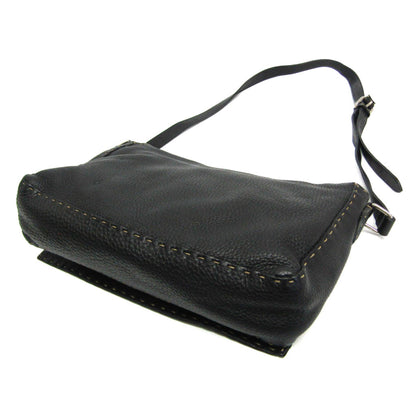 Fendi Selleria Messenger Bag Leather, Black, Leather, Shoulder Bag