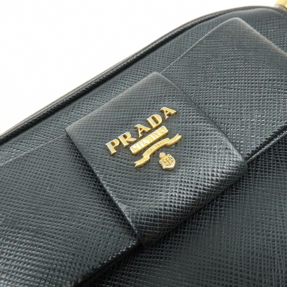 Prada Bow Camera Saffiano Leather, Black, Leather, Crossbody Bag
