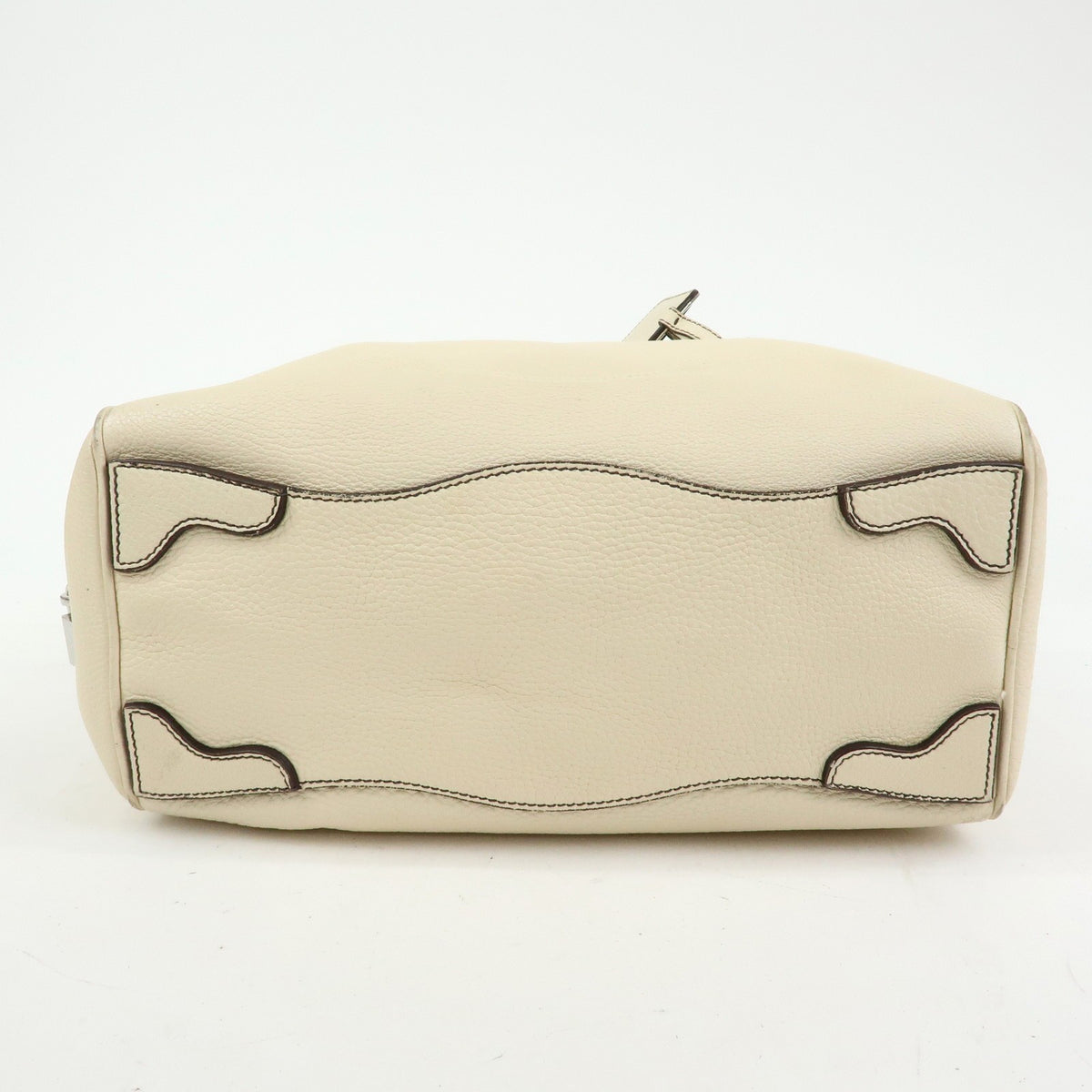 Prada Embossed Logo Bauletto Vitello Daino, Beige, Leather, Handbag
