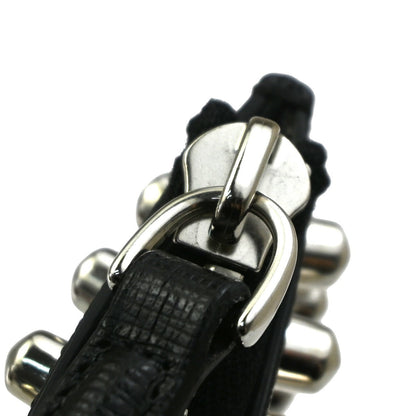 Fendi Karlito Studded Saffiano Leather, Black, Leather, Clutch