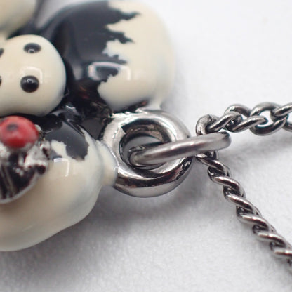 Chanel CC Flower Ladybug Silver Plated and Acrylic, Silver, Metal, Necklace