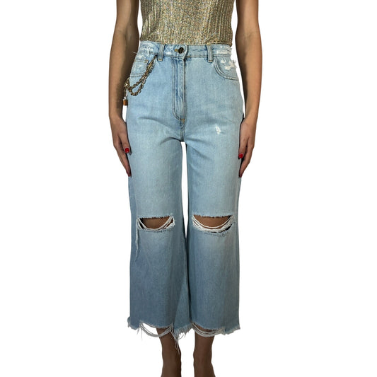 Elisabetta Franchi Wide Leg Crop Jeans