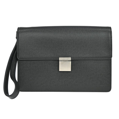 Louis Vuitton Selenga Pochette Taiga Leather, Black, Leather, Clutch