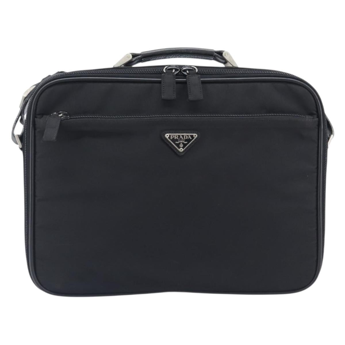 Prada Briefcase Tessuto and Saffiano Leather, Black, Nylon, Briefcase