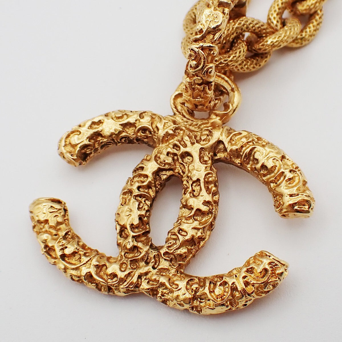 Chanel Vintage CC Logo Chain Charm Pendant Gold-plated, Gold, Gold Plated, Necklace