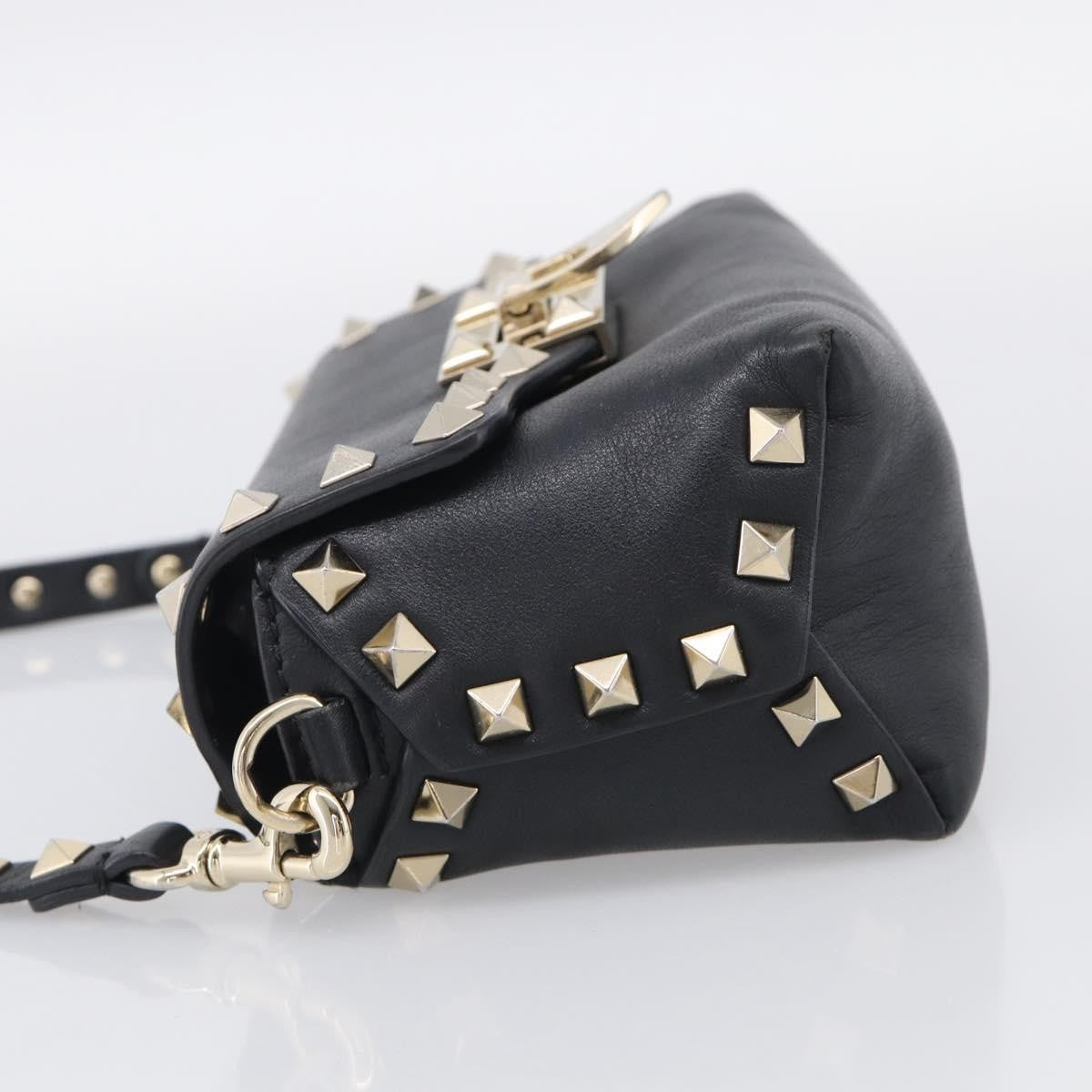 Valentino Garavani Rockstud Flip Lock Flap Leather, Black, Leather, Handbag