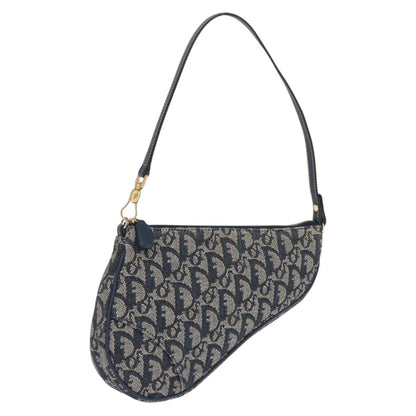 Christian Dior Vintage Saddle Bag Canvas, Navy, Canvas, Clutch