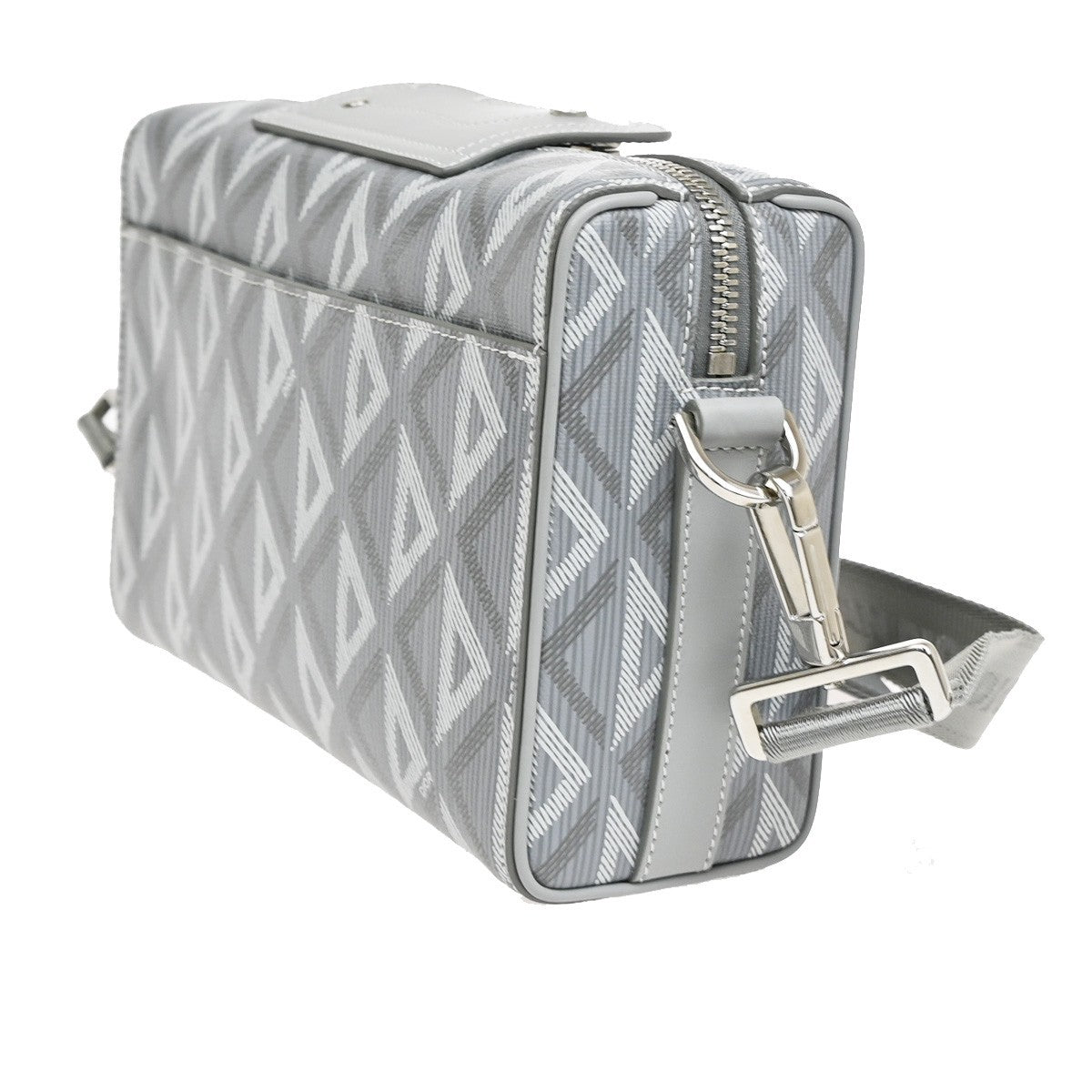 Christian Dior Lingot Messenger CD Diamond Coated Canvas, Gray, Canvas, Handbag