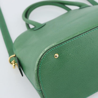 Celine Vintage Convertible Bowler Leather, Green, Leather, Handbag