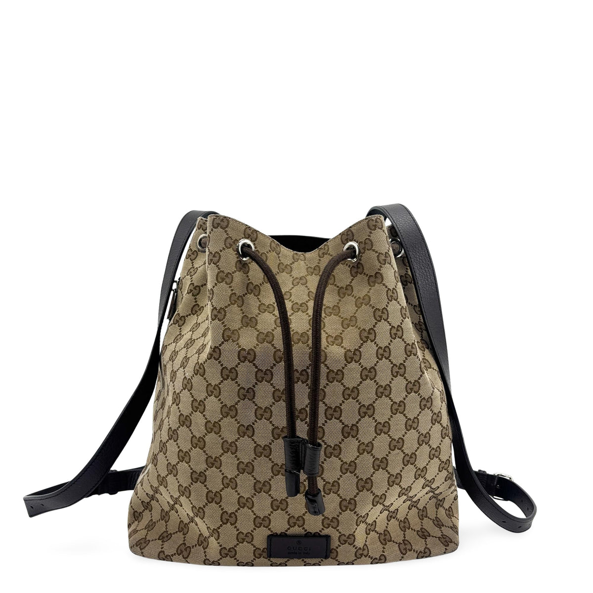 Gucci Drawstring GG Canvas, Black, Canvas, Backpack