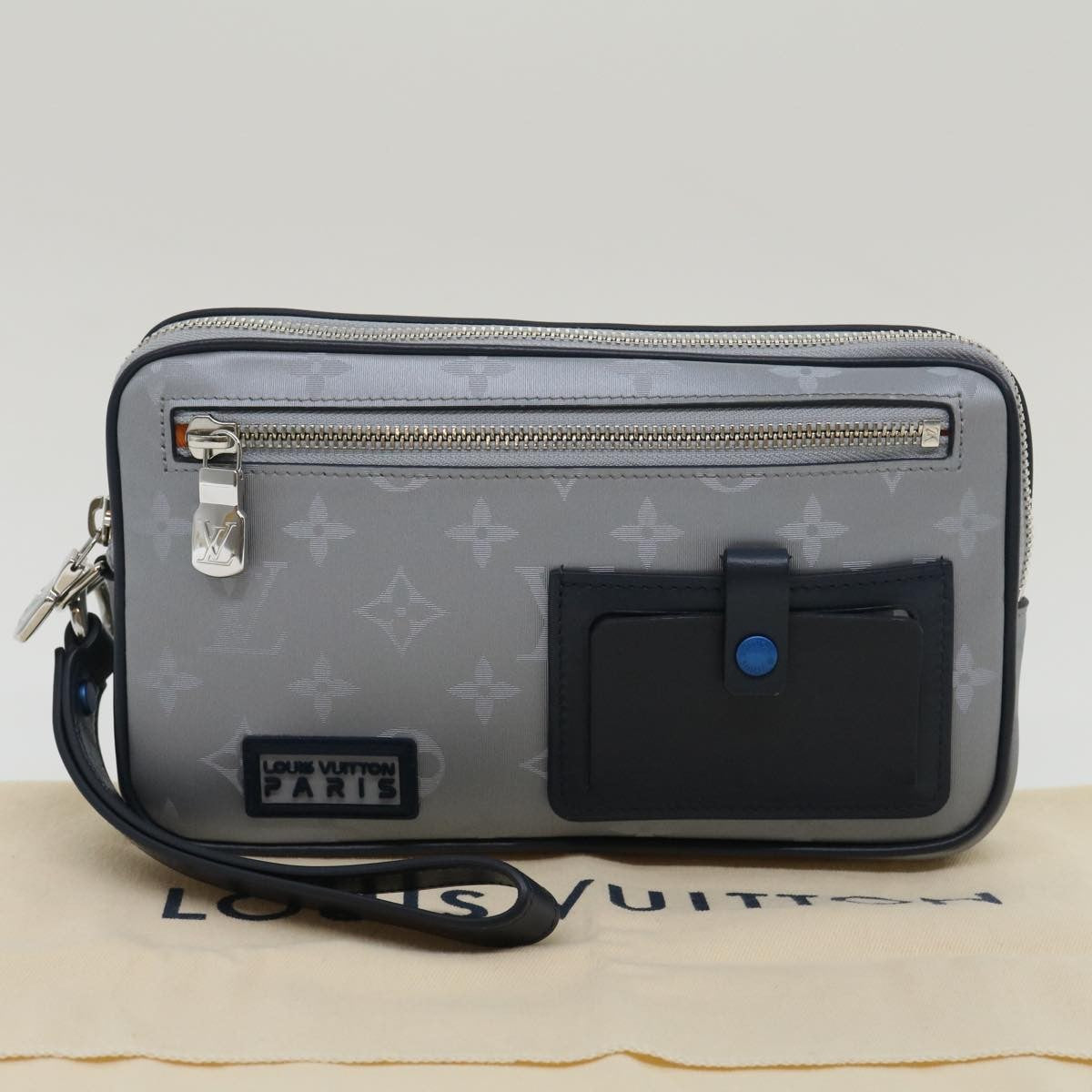 Louis Vuitton Alpha Clutch Limited Edition Monogram Satellite Canvas, Silver, Nylon, Clutch