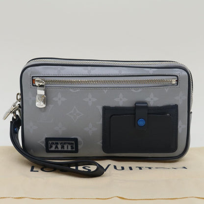 Louis Vuitton Alpha Clutch Limited Edition Monogram Satellite Canvas, Silver, Nylon, Clutch