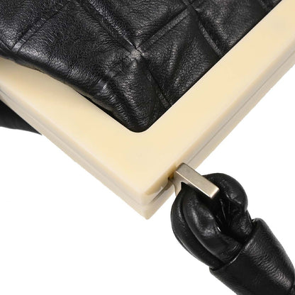 Chanel Chocolate Bar Frame Quilted Lambskin, Black, Leather, Shoulder Bag