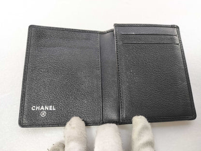 Chanel Camellia Card Case Studded Camellia Lambskin, Black, Calfskin, Card Holder