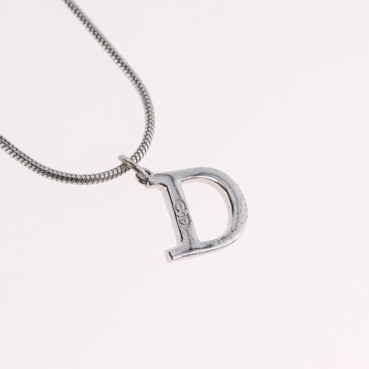 Christian Dior D logo Pendant Metal, Silver, Metal, Necklace