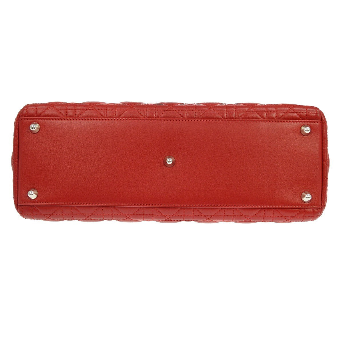 Christian Dior Lady Dior Cannage Quilt Lambskin, Red, Leather, Handbag