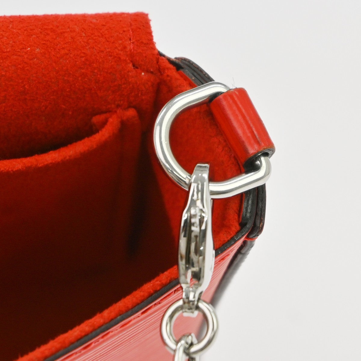 Louis Vuitton Pochette Felicie Epi, Red, Leather, Clutch