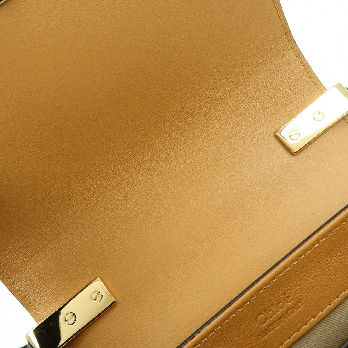 Chloe C Flap Crocodile Embossed Leather, Brown, Leather, Handbag