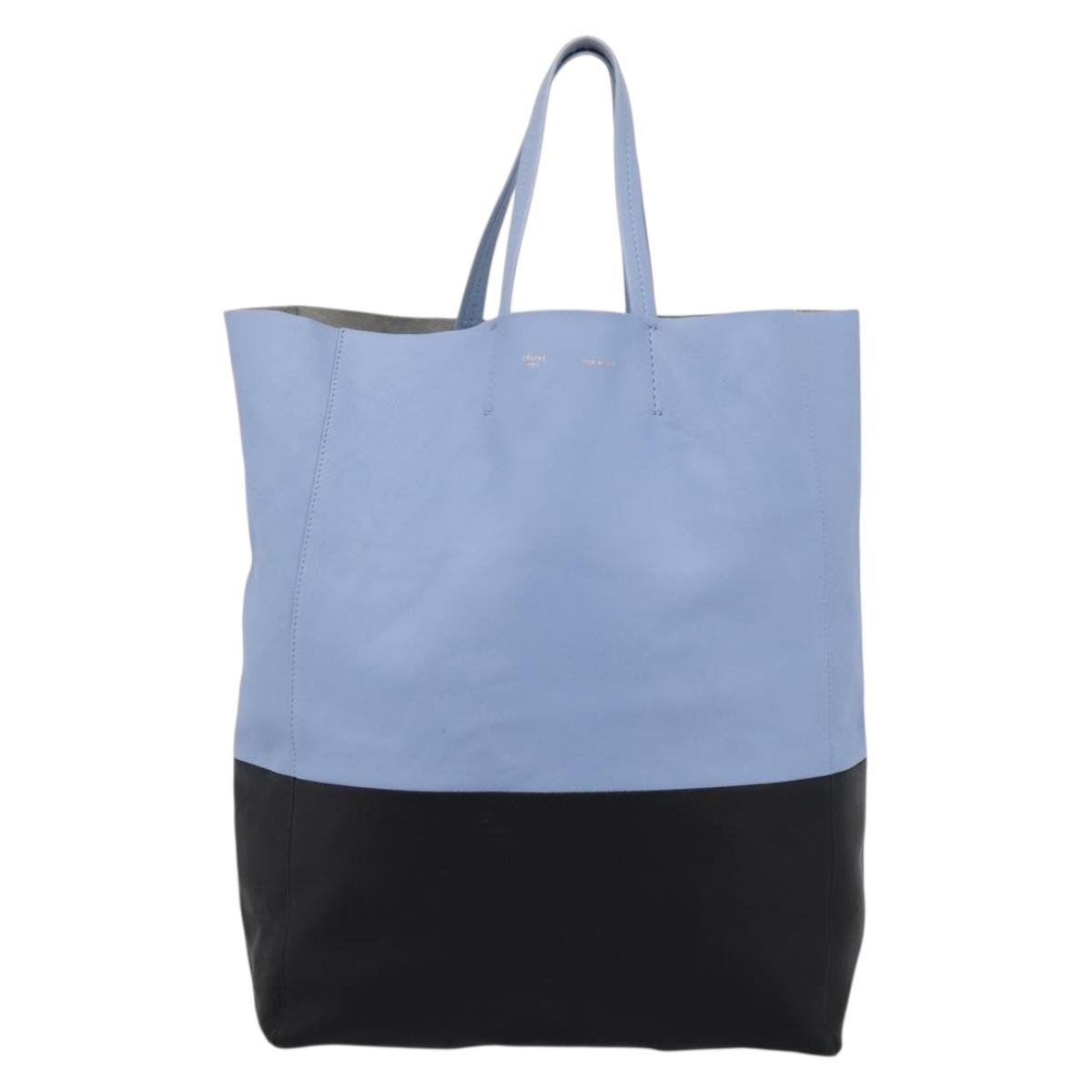 Celine Vertical Bi-Cabas Tote Leather, Blue, Leather, Tote Bag