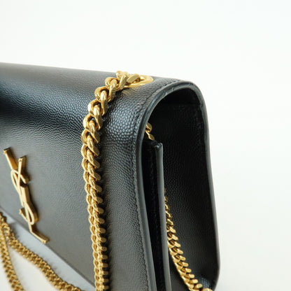 Saint Laurent Classic Monogram Leather, Black, Leather, Crossbody Bag