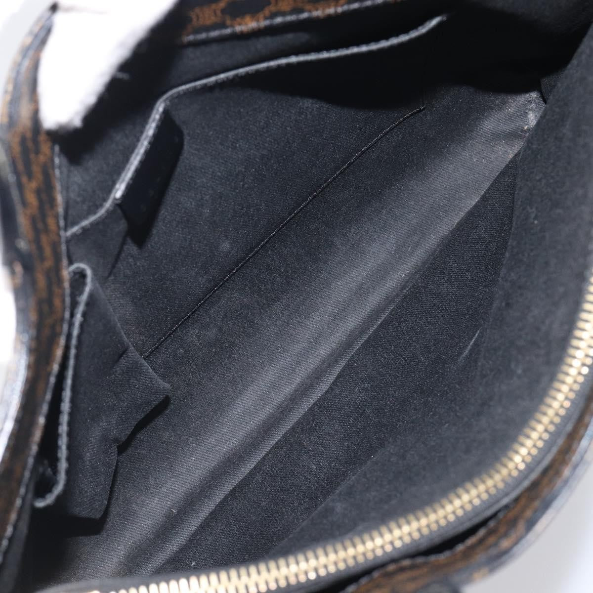 Celine Vintage Macadam Canvas and Leather, Black, Canvas, Handbag