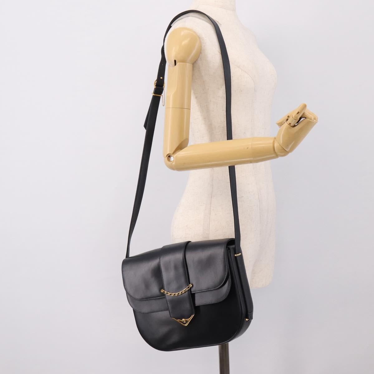 Cartier Sapphire Line Leather, Black, Leather, Shoulder Bag