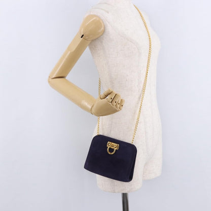 Salvatore Ferragamo Vintage Gancini Chain Suede, Purple, Suede, Shoulder Bag
