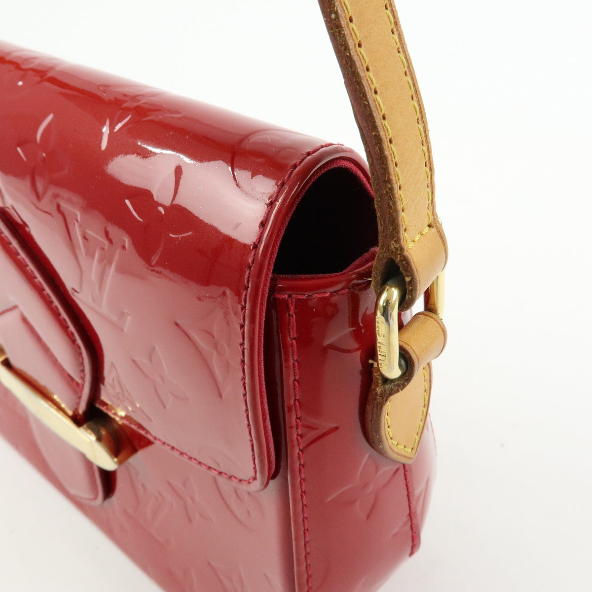 Louis Vuitton Bellflower Monogram Vernis, Red, Patent Leather, Handbag