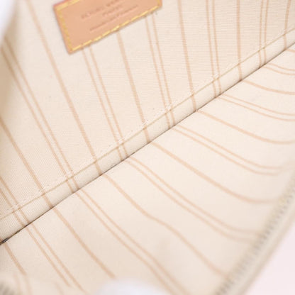 Louis Vuitton Neverfull Pochette Damier, White, Canvas, Clutch