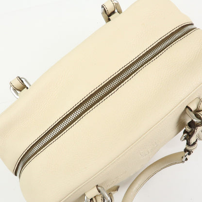 Prada Embossed Logo Bauletto Vitello Daino, Beige, Leather, Handbag